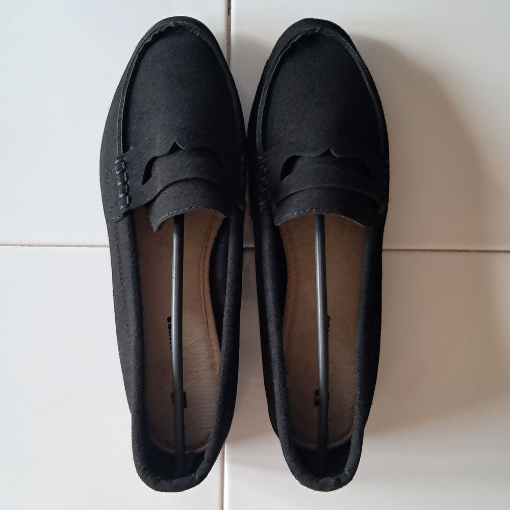 Alpine Swiss Abby Womens Penny Loafers Size 6 (Runs Small) Slip On Flats Black